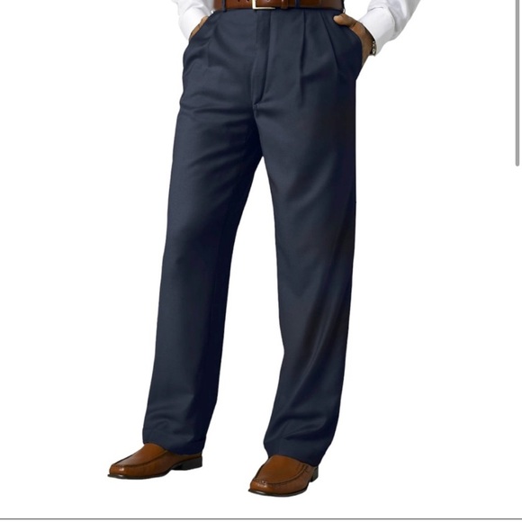 Lauren Ralph Lauren Pants Mens 36W X 30L Charcoal Blue Herringbone Straight Leg - Picture 1 of 10